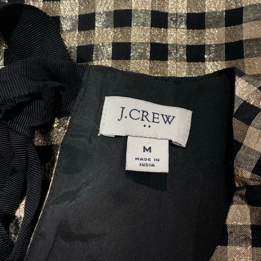 J. Crew Black and Gold Checkered Blouse